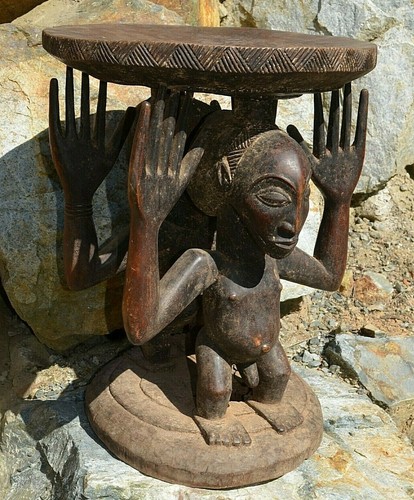 Antico sgabello luba - sgabello, africano
